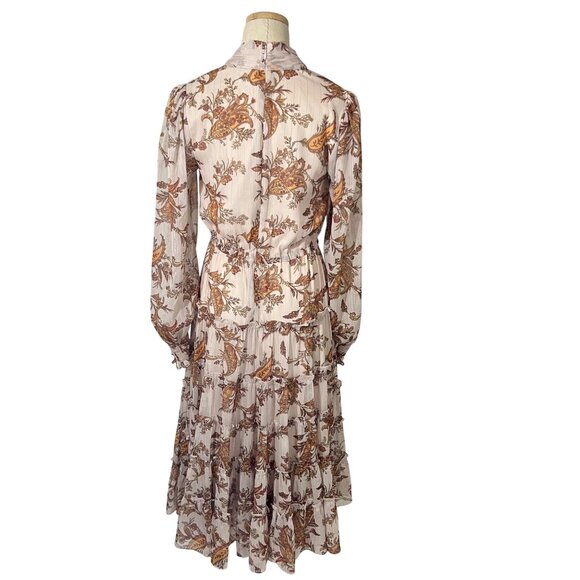 Rachel Parcell dress Women's XS cream floral print chiffon tiered long sleeve - Picture 13 of 13